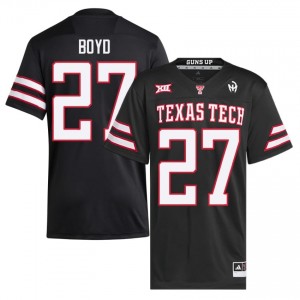 Authentic Amier Boyd Black Men NCAA Stitched Jersey | #27 Texas Tech Football Gift 62259173