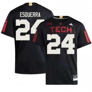 Men Malik Esquerra #24 Black Stitch 100 Year Anniversary Jersey | Texas Tech Red Raiders College Football Official Merch 65546257