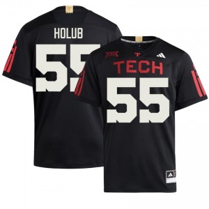 Authentic E.J. Holub Black Men College 100 Year Anniversary Stitched Jersey | #55 Texas Tech Red Raiders Football Gift 82839808