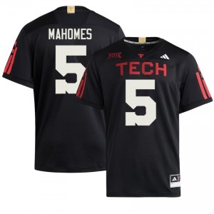 Texas Tech #5 Patrick Mahomes Black Men Football 100 Year Anniversary Jersey | Authentic Stitched NCAA Fit 13617614