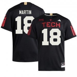 Men S'Vioarean Martin #18 Black Stitched 100 Year Anniversary Jersey | Texas Tech NCAA Football Official Merch 83124167