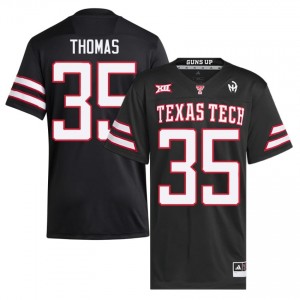 Men Zach Thomas #35 Black Embroidery Jersey | Red Raiders University Football Official Merch 40580407