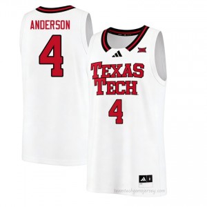 #4 Christian Anderson Texas Tech Red Raiders Men White Hoops Embroidery Jersey | Game Day Style 84169559