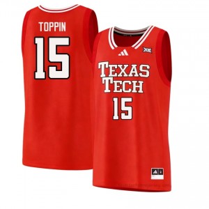 Red JT Toppin #15 Texas Tech Red Raiders Jersey | Men College Basketball Stitched 92809717