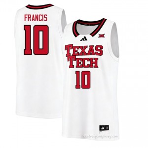 Authentic Jack Francis White Men NCAA Jersey | #10 Texas Tech Basketball Gift 69780106