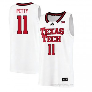 Jaylen Petty #11 White Jersey | Texas Tech Red Raiders Men College Basketball Premium Embroidery 97487744