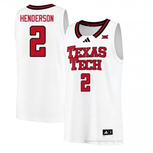 Red Raiders #2 Jazz Henderson White Men Basketball Jersey Authentic NCAA University Fit 75163335