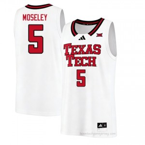 Men Josiah Moseley #5 White Jersey | Texas Tech NCAA Basketball Official Merch 51894778