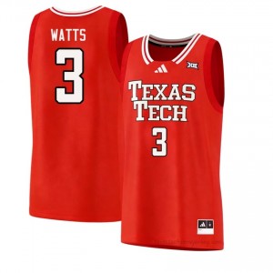 Men LeJuan Watts #3 Red Jersey | Red Raiders University Basketball Official Merch 77279103