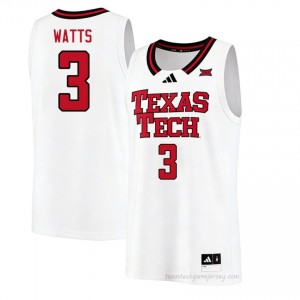 White LeJuan Watts #3 Basketball Jersey | TTU Men High School Team Gear 31397741