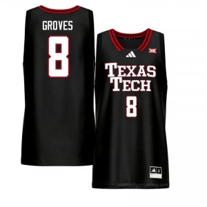 Black Nolan Groves #8 Red Raiders Jersey | Men University Basketball Stitch 20649348