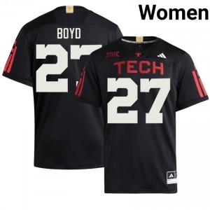 Amier Boyd #27 Black 100 Year Anniversary Jersey | Texas Tech Women NCAA Football Premium Embroidery 35876845