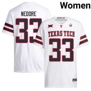 White Ansel Nedore #33 Texas Tech Jersey | Women NCAA Football Stitched 84976059