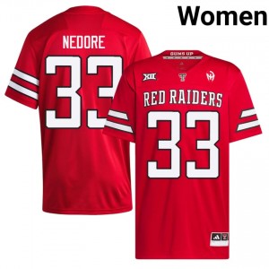 Authentic Ansel Nedore Red Women College Embroidery Jersey | #33 Texas Tech Red Raiders Football Gift 20732242
