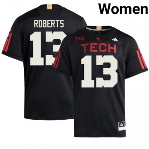 Authentic Ben Roberts Black Women College 100 Year Anniversary Embroidery Jersey | #13 Texas Tech Red Raiders Football Gift 13828233