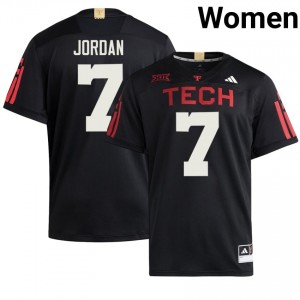 #7 Brenden Jordan Red Raiders Women Black Football Embroidery 100 Year Anniversary Jersey | Game Day Style 22061932