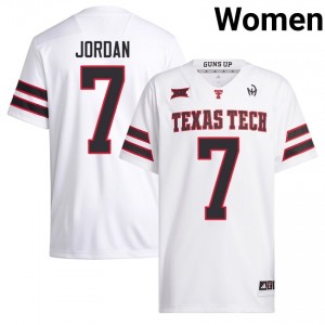 Tech #7 Brenden Jordan White Women Football Jersey | Authentic Stitched Player Fit 73908750