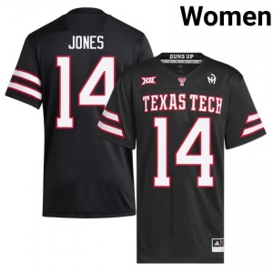 Texas Tech #14 Bryson Jones Black Women Football Jersey | Authentic Stitch NCAA Fit 98562385