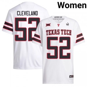 Authentic Cash Cleveland White Women University Stitched Jersey | #52 Red Raiders Football Gift 99170250