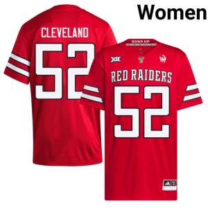 #52 Cash Cleveland TTU Women Red Football Embroidery Jersey | Game Day Style 86754935