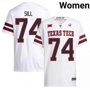 Women Daniel Sill #74 White Embroidery Jersey | TTU High School Football Official Merch 49061630