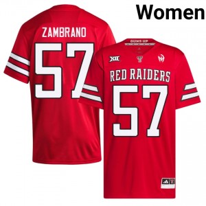 Texas Tech Red Raiders #57 Hunter Zambrano Red Women Football Jersey | Authentic Embroidery College Fit 22831238