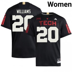 Texas Tech Red Raiders #20 J'Koby Williams Black Women Football 100 Year Anniversary Jersey | Authentic Embroidery College Fit 95246856