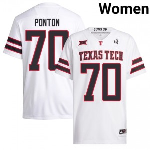 Authentic Jacob Ponton White Women University Embroidery Jersey | #70 Red Raiders Football Gift 60795057