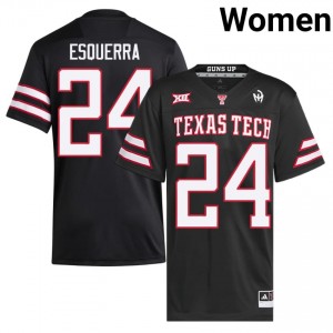 #24 Malik Esquerra TTU Women Black Football Stitch Jersey | Game Day Style 90605370