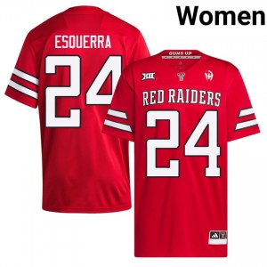 Texas Tech #24 Malik Esquerra Red Women Football Jersey | Authentic Embroidery NCAA Fit 98926166