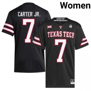 Authentic Terrance Carter Jr. Black Women NCAA Stitch Jersey | #7 Texas Tech Football Gift 66861104