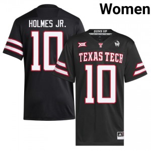 Black A.J. Holmes Jr. #10 Football Jersey | Red Raiders Women University Team Gear 30809668