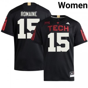 Texas Tech #15 Austin Romaine Black Women Football 100 Year Anniversary Jersey | Authentic Stitch NCAA Fit 60317912