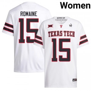White Austin Romaine #15 Football Jersey | Red Raiders Women University Team Gear 58891690
