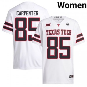 Texas Tech #85 Jett Carpenter White Women Football Jersey | Authentic Embroidery NCAA Fit 82736984