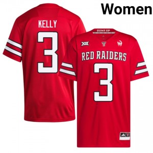Texas Tech #3 Josh Kelly Red Women Football Jersey | Authentic Stitch NCAA Fit 69972121