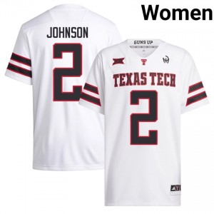 White Kenny Johnson #2 Football Jersey | Texas Tech Women NCAA Team Gear 88010483