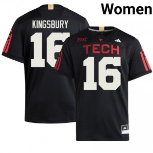 #16 Kliff Kingsbury Texas Tech Women Black Football Stitch 100 Year Anniversary Jersey | Game Day Style 83693222