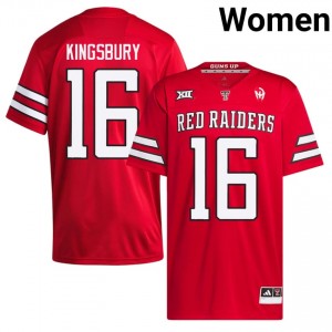 Women Kliff Kingsbury #16 Red Stitch Jersey | TTU High School Football Official Merch 81512856
