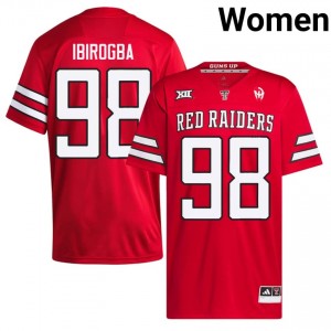 #98 Mateen Ibirogba Red Raiders Women Red Football Stitch Jersey | Game Day Style 75841509