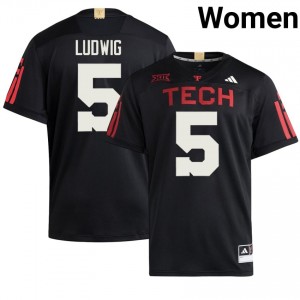 #5 Matt Ludwig Texas Tech Red Raiders Women Black Football Stitch 100 Year Anniversary Jersey | Game Day Style 62927755