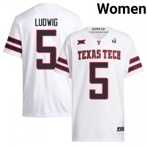TTU #5 Matt Ludwig White Women Football Jersey | Authentic Embroidery High School Fit 82587585