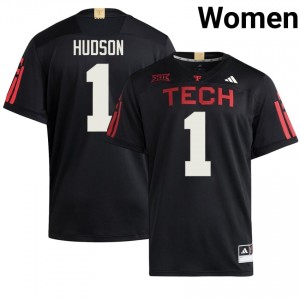 #1 Micah Hudson Texas Tech Women Black Football Stitch 100 Year Anniversary Jersey | Game Day Style 17616354