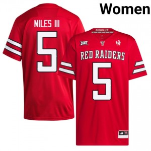 Oliver Miles III #5 Red Jersey | Texas Tech Red Raiders Women College Football Premium Stitch 82551823