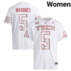 White Patrick Mahomes #5 Texas Tech Strategy Jersey | Women NCAA Football Stitch 12210759