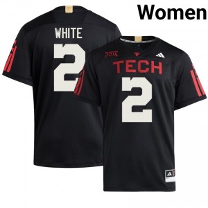 Black Trey White #2 Football Jersey | Texas Tech Red Raiders Women College Team Gear 86983424