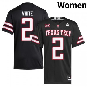 Black Trey White #2 Red Raiders Jersey | Women University Football Stitched 26735134
