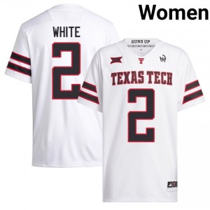 Authentic Trey White White Women High School Embroidery Jersey | #2 TTU Football Gift 63513461