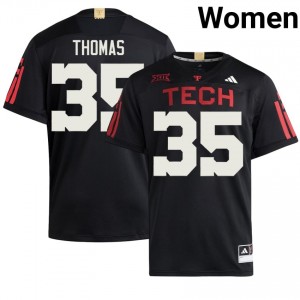 Black Zach Thomas #35 Red Raiders 100 Year Anniversary Jersey | Women University Football Stitch 96532251