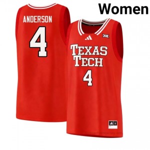 Women Christian Anderson #4 Red Jersey | Red Raiders University Basketball Official Merch 25601250